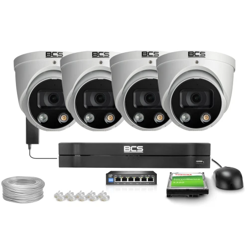 Комплект для моніторингу 4x BCS-L-EIP16FCR3L3-Ai1, 6Мп, ІЧ 30м, NightColor, WDR 120дБ