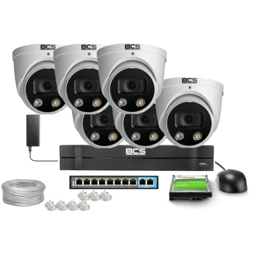 Комплект для моніторингу 6x BCS-L-EIP16FCR3L3-Ai1, 6Мп, ІЧ 30м, NightColor, WDR 120дБ