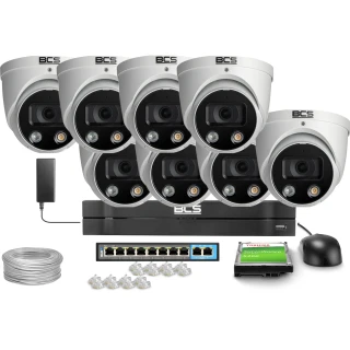 Комплект для моніторингу 8x BCS-L-EIP16FCR3L3-Ai1, 6Мп, ІЧ 30м, NightColor, WDR 120дБ