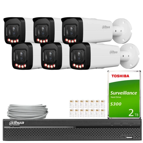 Набір для моніторингу Dahua 6x IPC-HFW2649T-ZAS-IL-27135, Smart Dual Light, SMD+, Full-Color, WDR, AI функції