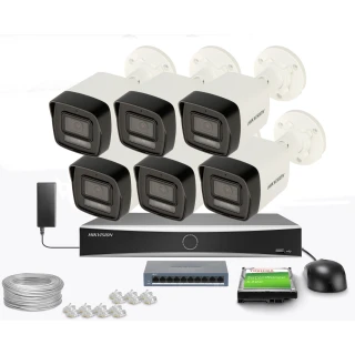 Zestaw do monitoringu Hikvision 6x DS-2CD1041G2-LIU, 2.8mm, 4Mpx, Smart Hybrid Light 30m, MD 2.0