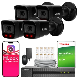 Набір для моніторингу HiLook by Hikvision 4x IPCAM-B4-P Black 2K+