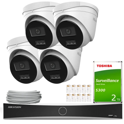 Набір для моніторингу HiLook Hikvision 4x IPCAM-T8-30DL 4K Smart Hybrid Light 30м, Детекція