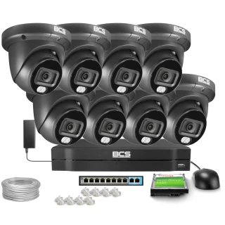 Zestaw do monitoringu IP 8x BCS-L-EIP26FCR3L3-Ai1-G, 6Mpx, NightColor, WhiteLight 30m, WDR120dB