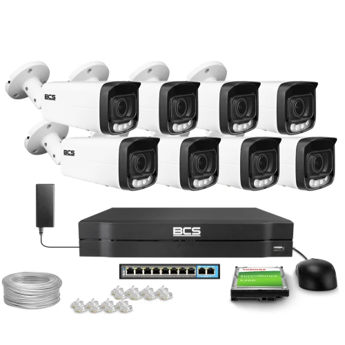 Zestaw do monitoringu IP 8x BCS-L-TIP46VCR6L6-Ai1, 6Mpx, Motozoom 2.7~13.5mm, NightColor, Whitelight 60m, funkcje inteligentne, ADC