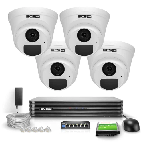 Набір для відеоспостереження 4x Камера BCS-B-EIP12FR3(2.0) Full HD IR 30м Аудіо PoE Диск 1ТБ