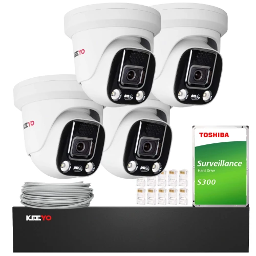 Набір для IP-моніторингу KEEYO 4x LV-V-IP5M25DF-ADC 5Mpx, активне відлякування, подвійне освітлення
