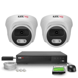 Комплект IP-відеоспостереження 2x LV-V-IP5M25DF-B 5MPx, 1x LV-NVR-9CH-4P KEEYO