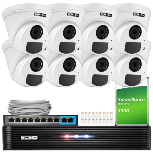 Набір моніторингу 8x BCS-B-EIP15FR3(2.0), BCS-B-NVR1001(2.0) 5Mpx IR 30m PoE 1TB Audio