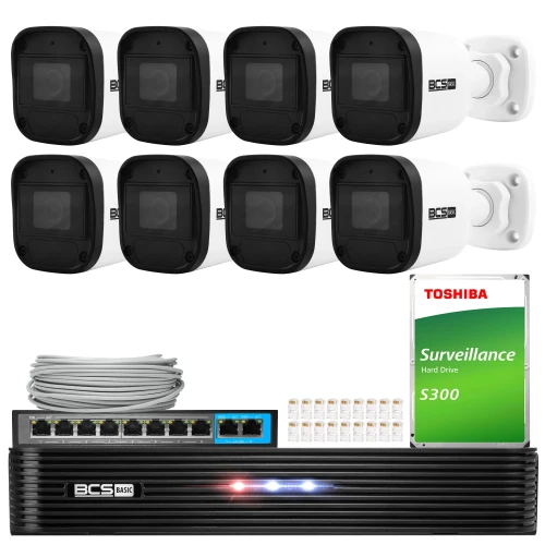Набір моніторингу 8x BCS-B-TIP15FR3(2.0), BCS-B-NVR1001(2.0) 5Mpx IR 30m PoE 1TB Audio