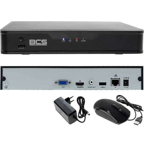 Система відеоспостереження для самостійного монтажу - комплект: 6 камер BCS-P-TIP14FSR5 4MPx, відеореєстратор BCS-P-NVR0801-4K-E 8MPx, накопичувач 1TB, кабель вита пара